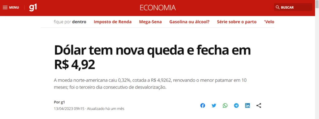 queda do dólar em 2023